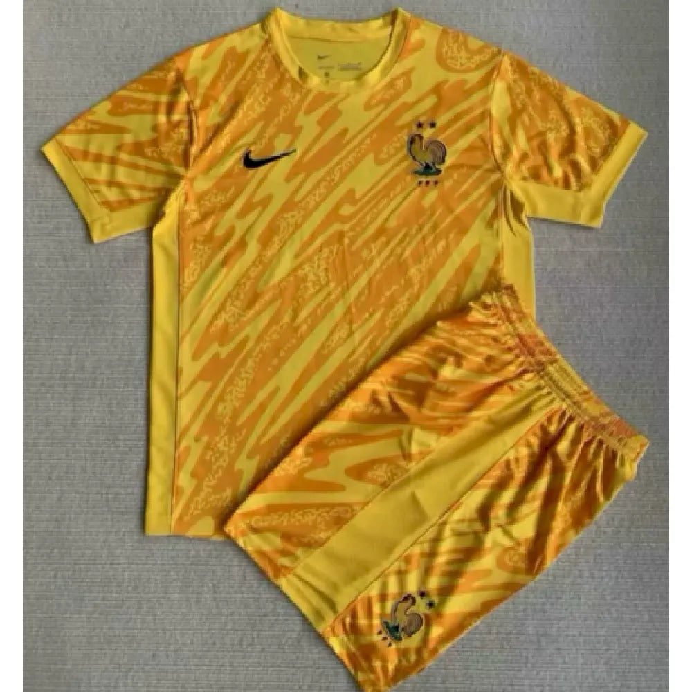França 2024/25 Euro Amarelo Uniforme de goleiro Kit Infantil