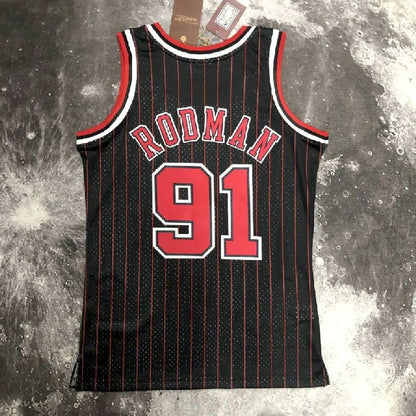 Camisa masculina M&amp;N 1996 Dennis Rodman preta retrô
