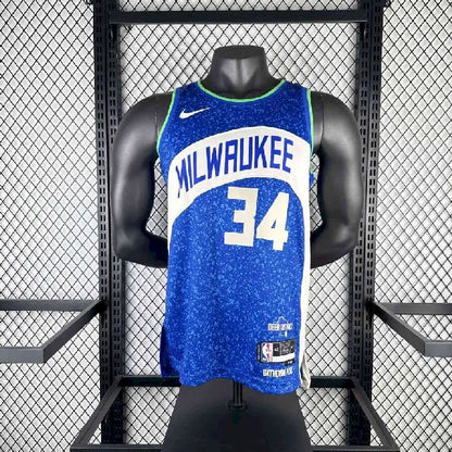 Camisa Azul Masculina Giannis Antetokounmpo 2024 – Edição Cidade