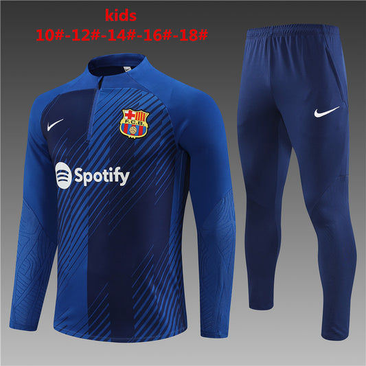 Suéter e calça infantil com zíper médio do Barcelona 2023/24 14001