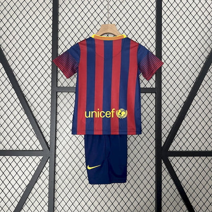 Barcelona 2013/14 Home Kids Retro Jersey And Shorts