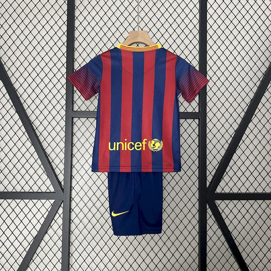 Barcelona 2013/14 Home Kids Retro Jersey And Shorts