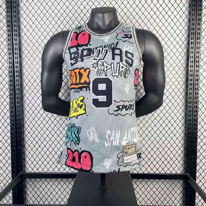 Camisa masculina M&amp;N 2002/03 Tony Parker retrô