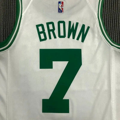 Men’s Jaylen Brown White Team Jersey – 75th Anniversary Edition