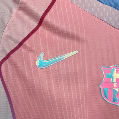 Camisa Barcelona 2025/26 edição especial rosa (Com Liga dos Campeões)