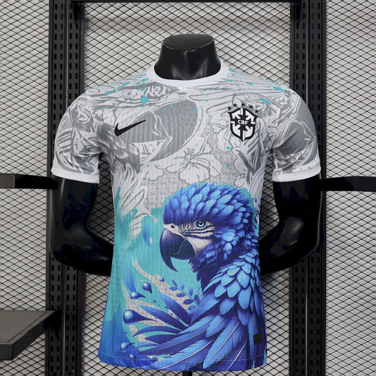 Men's Brazil 2025/26 White Parrot Edition Jersey Player Version