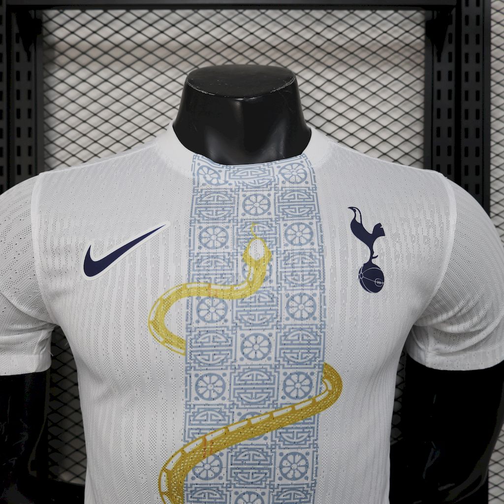 Men's Tottenham Hotspur 2025/26 White Gold Snake Edition Jersey Player Version