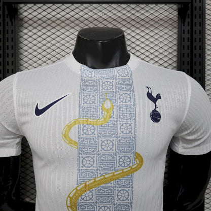 Men's Tottenham Hotspur 2025/26 White Gold Snake Edition Jersey Player Version