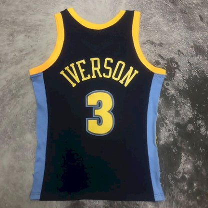 Camisa masculina M&amp;N Allen Iverson azul retrô 2006/2007