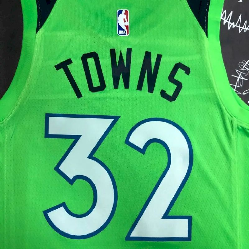 Camisa masculina Karl-Anthony Towns Green Team – Edição Statement