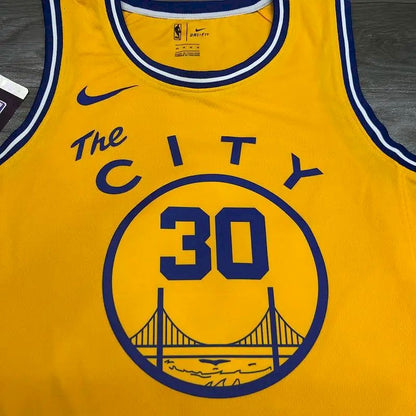 Camisa amarela masculina Stephen Curry versão jogador – The City Classic Edition