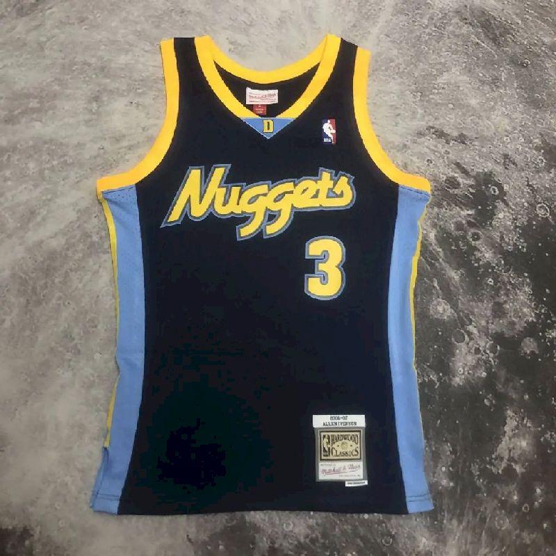 Camisa masculina M&amp;N Allen Iverson azul retrô 2006/2007