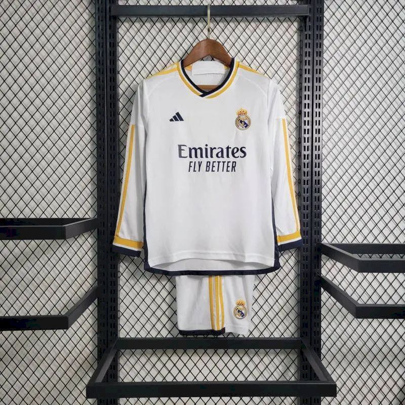 Kit infantil de manga comprida do Real Madrid 2023/24