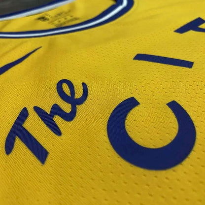 Camisa amarela masculina Klay Thompson versão jogador – The City Classic Edition
