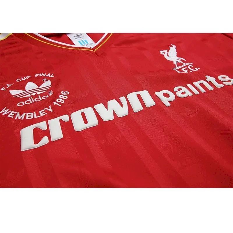 Camisa retrô de mangas compridas da Copa da Inglaterra, temporada 1985/86, Liverpool