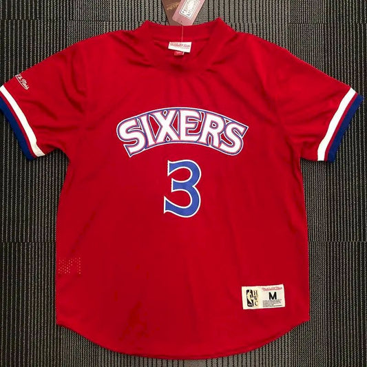 Allen Iverson Men’s Red Player Jersey – Throwback Edition