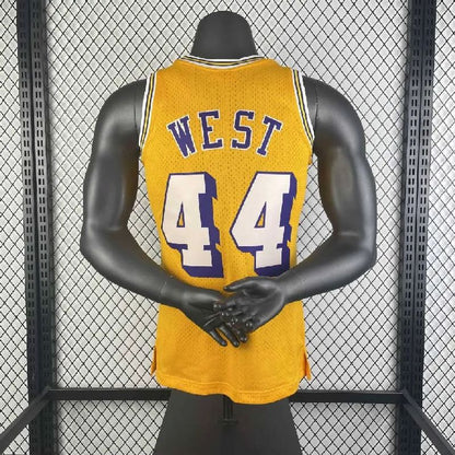 Camisa masculina M&amp;N 1971/72 Jerry West amarela retrô