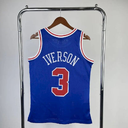 Camisa masculina M&amp;N Allen Iverson azul retrô 1996/97
