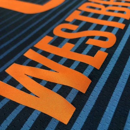 Camisa masculina Russell Westbrook Swingman azul marinho – Edição Statement