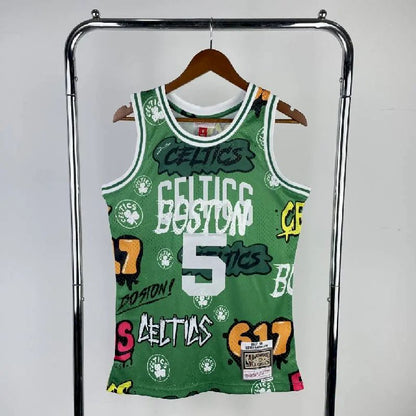 Camisa masculina M&amp;N Kevin Garnett verde retrô 2007/08