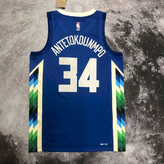 Men’s Giannis Antetokounmpo Blue Team Jersey – City Edition