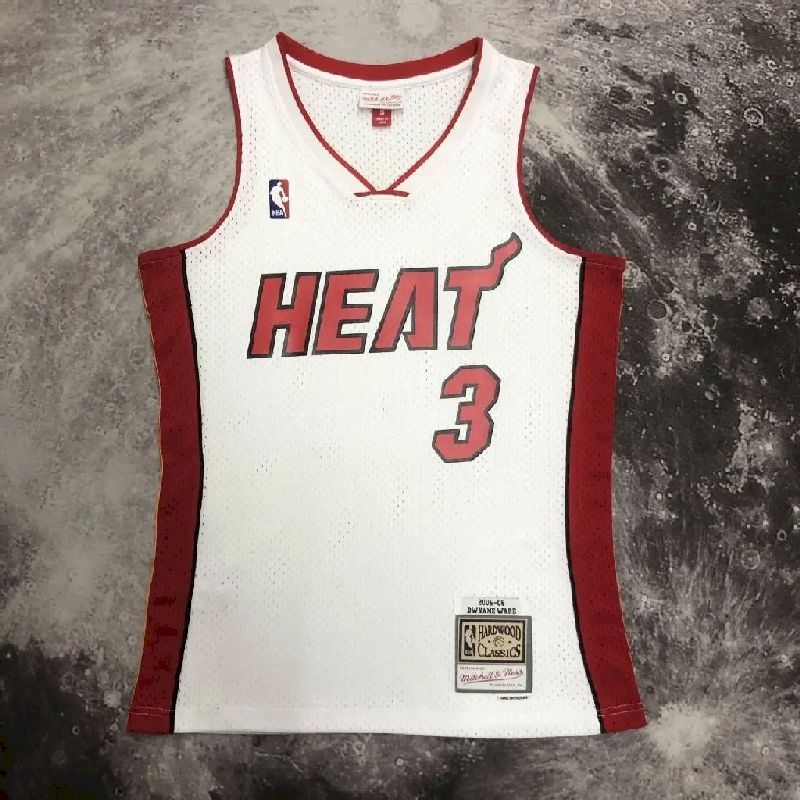 Camisa masculina M&amp;N 2005/06 Dwyane Wade branca retrô