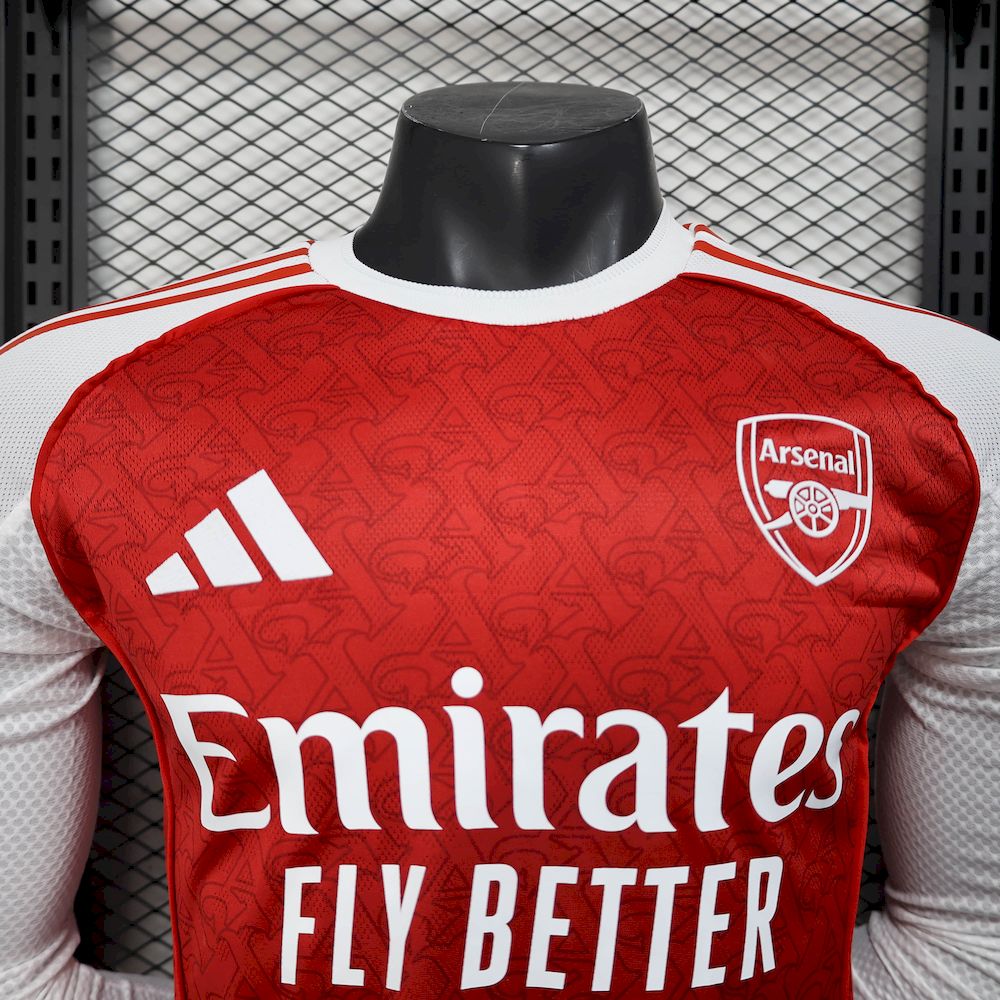 Men's Arsenal 2025/26 Home Long Sleeves Jersey Player Version