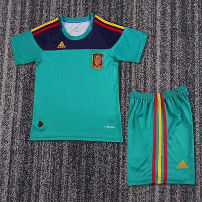 Camisa e shorts retrô verde de goleiro da Espanha 2010
