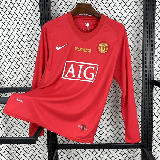 Manchester United 2007/08 Home UCL Long Sleeves Retro Jersey