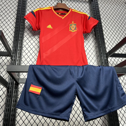Camisa e shorts retrô infantil da Espanha 2012