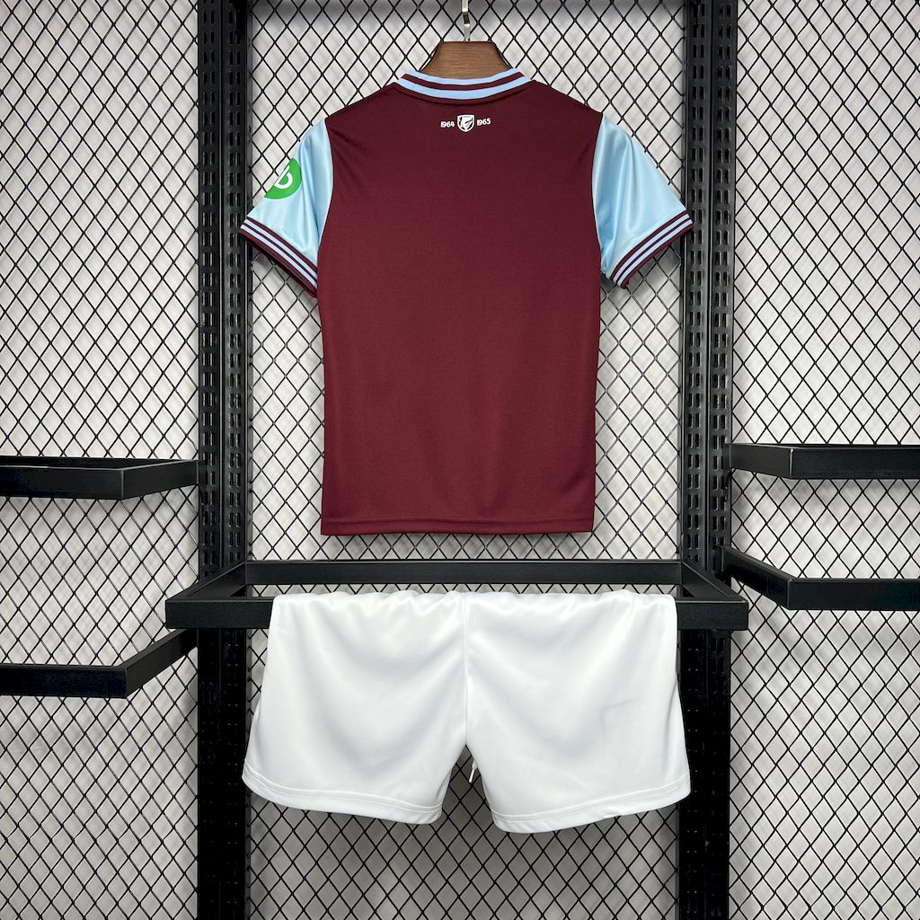 Kit infantil West Ham United 2024/25 em casa com patrocinadores