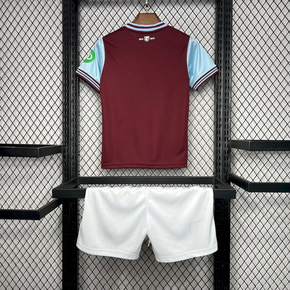 Kit infantil West Ham United 2024/25 em casa com patrocinadores