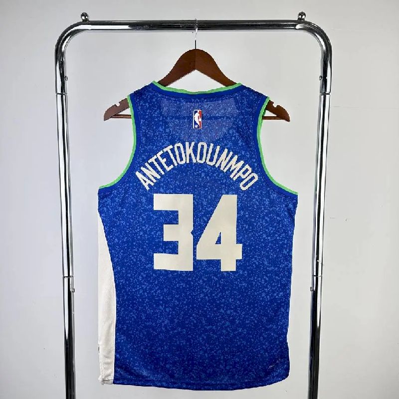 Camisa Azul Masculina Giannis Antetokounmpo 2024 – Edição Cidade