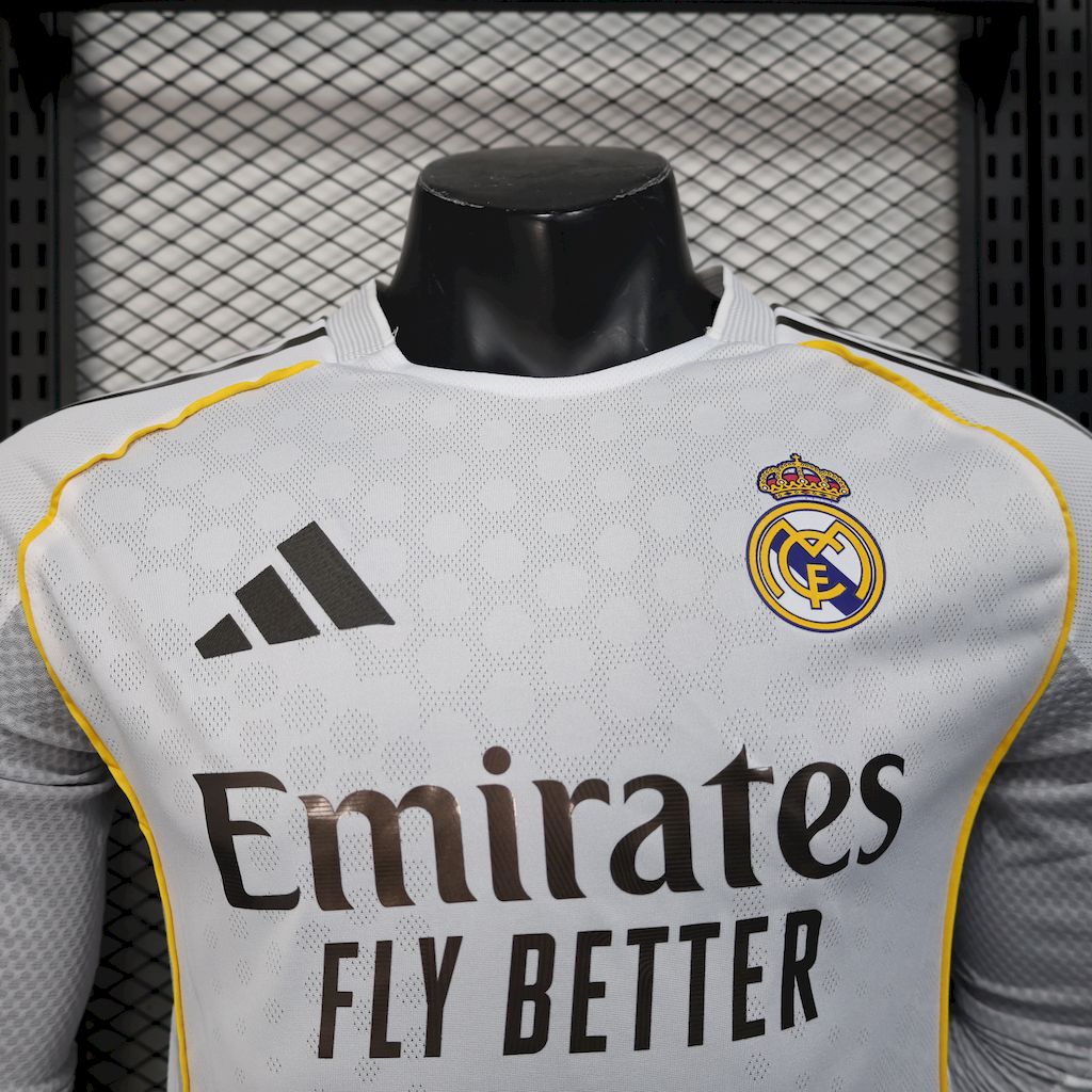 Camisa Real Madrid Home 2025/26 Manga Comprida Versão Jogador