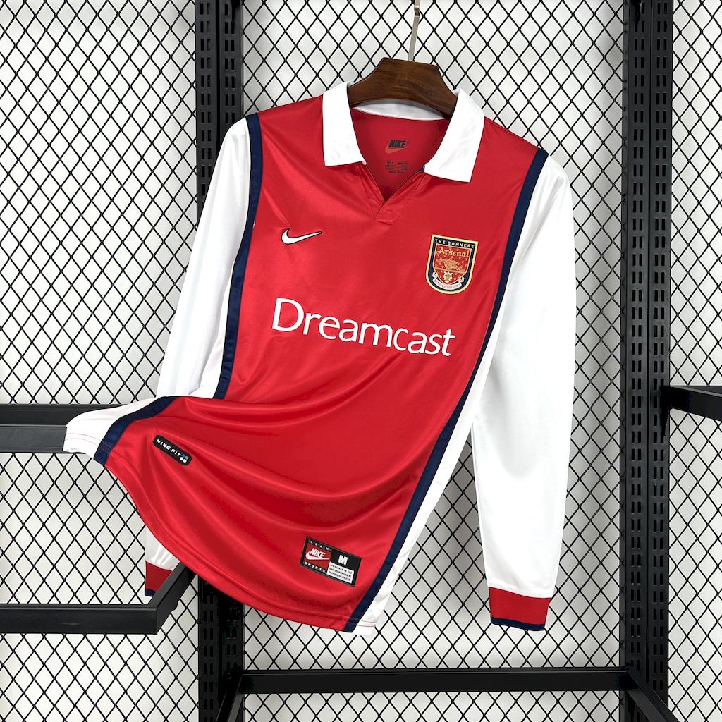 Camisa retrô de mangas compridas do Arsenal 1999/00 Home