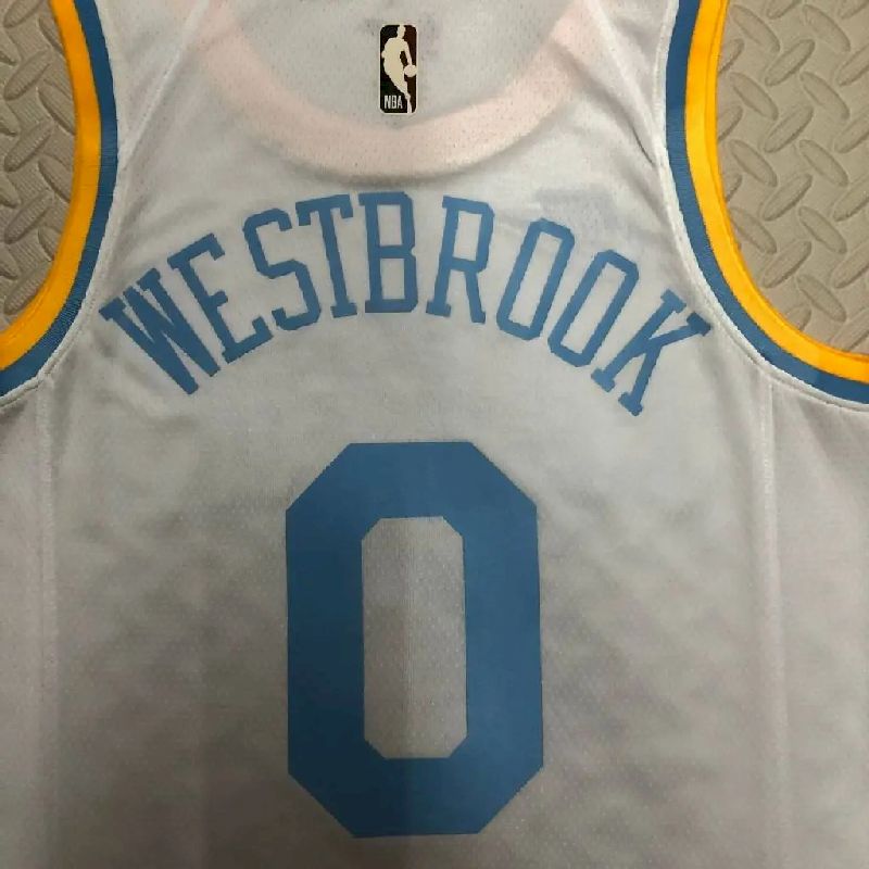 Camisa Russell Westbrook branca retrô masculina