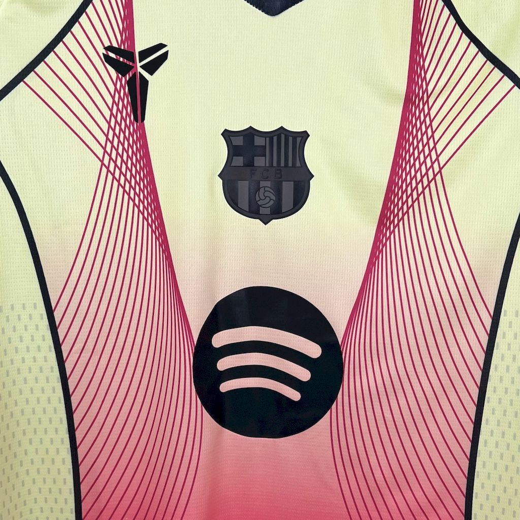 Camisa Barcelona 2025/26 amarela rosa edição especial (Com Liga dos Campeões)