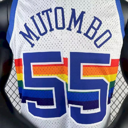 Camisa retrô masculina M&amp;N 1991/1992 Dikembe Mutombo branca