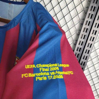 Camisa retrô de mangas compridas do Barcelona 2005/06 Home UCL Edition