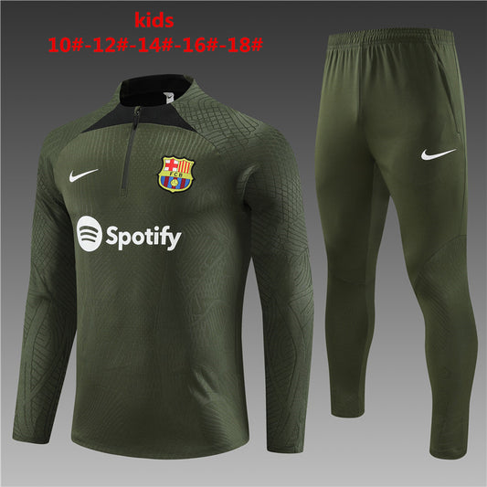 Suéter e calça infantil com zíper médio do Barcelona 2023/24 14001
