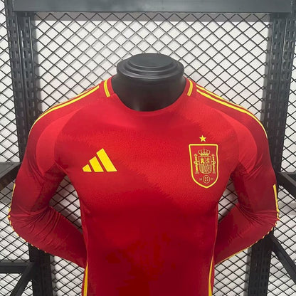 Men's Spain 2024/25 Home Long Sleeve Jersey Player Version