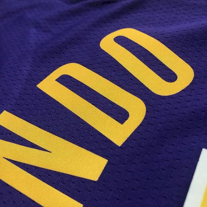 Camisa masculina Rajon Rondo 2020-21 roxa Swingman versão jogador – Edição Statement