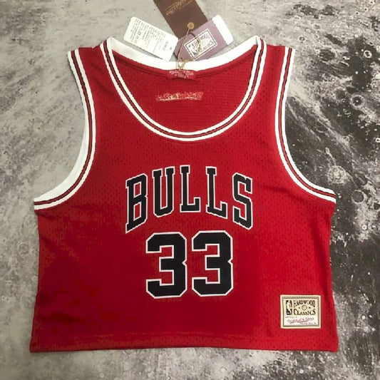 Camisa feminina M&amp;N Scottie Pippen vermelha retrô