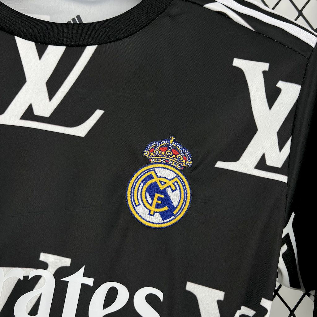 Camisa Louis Vuitton Joint Edition Preta do Real Madrid 2025/26
