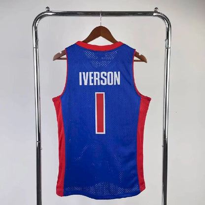 Camisa M&amp;N Allen Iverson Azul Retro Masculina 2008/09