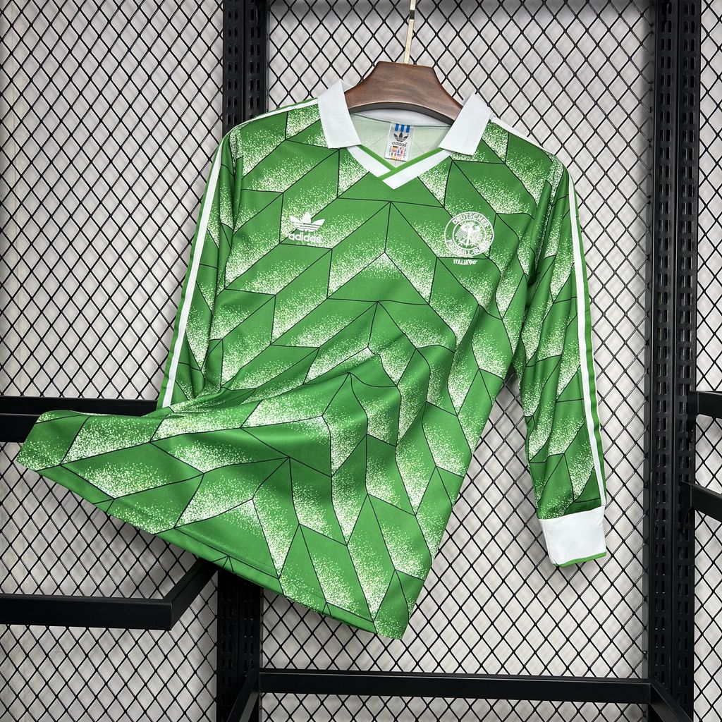 Camisa reserva de manga comprida retrô da Alemanha 1990