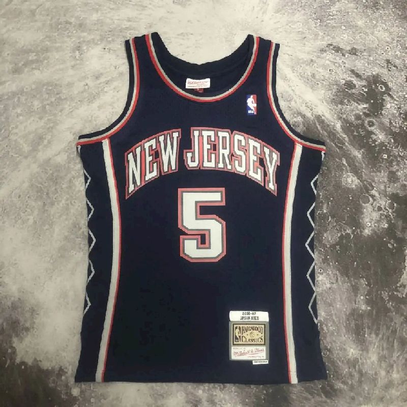 Camisa masculina M&amp;N 2006/07 Jason Kidd azul retrô
