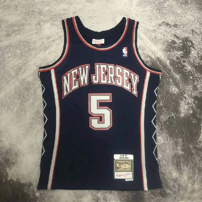 Camisa masculina M&amp;N 2006/07 Jason Kidd azul retrô