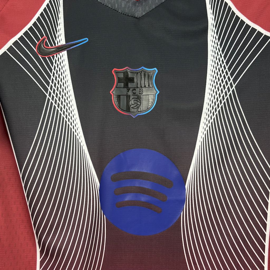 Camisa Barcelona 2025/26 preta e vermelha edição especial (com Liga dos Campeões)