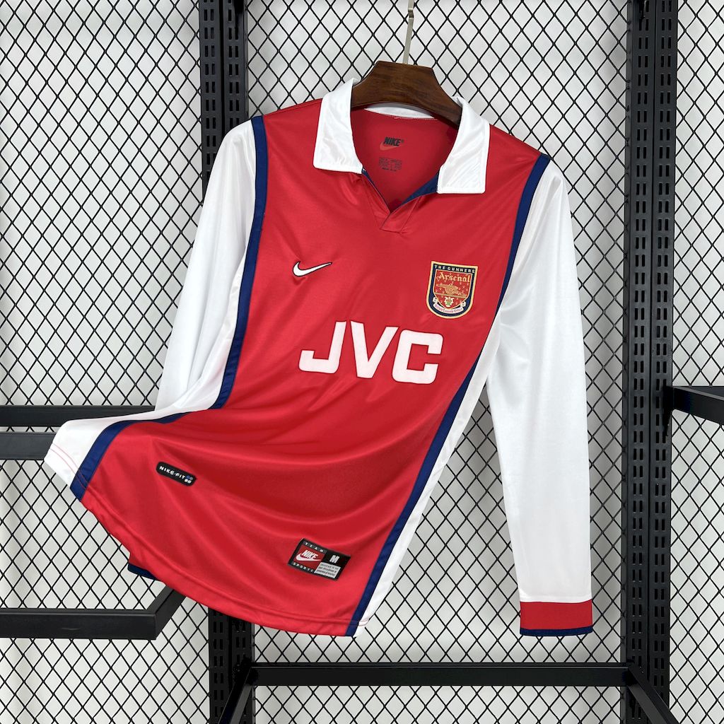 Camisa retrô de mangas compridas do Arsenal 1998/99 Home